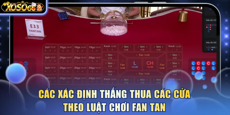 Các xác định thắng thua các cửa theo luật chơi Fan Tan