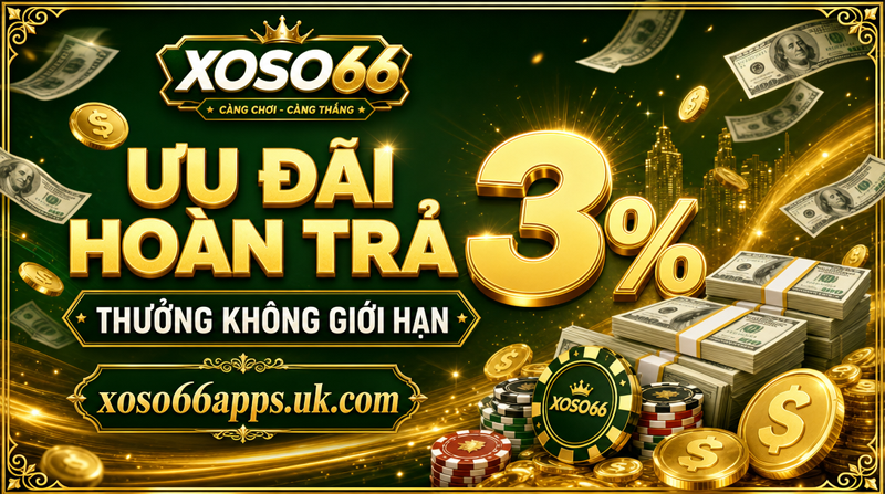 Hoàn Trả Cược Cao Lên Đến 3% ⭐️ Cơ Hội Nhận Thưởng Mỗi Ngày Tại Xoso66 6 Xoso66 ⭐️ Trang web chính thức: xoso66.com Ưu đãi hoàn trả 3% XOSO66